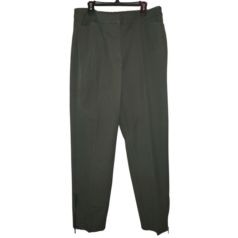 Susan Graver Chelsea Womans Green Stretch Hollywood Waist Side Zip Pants Size 10